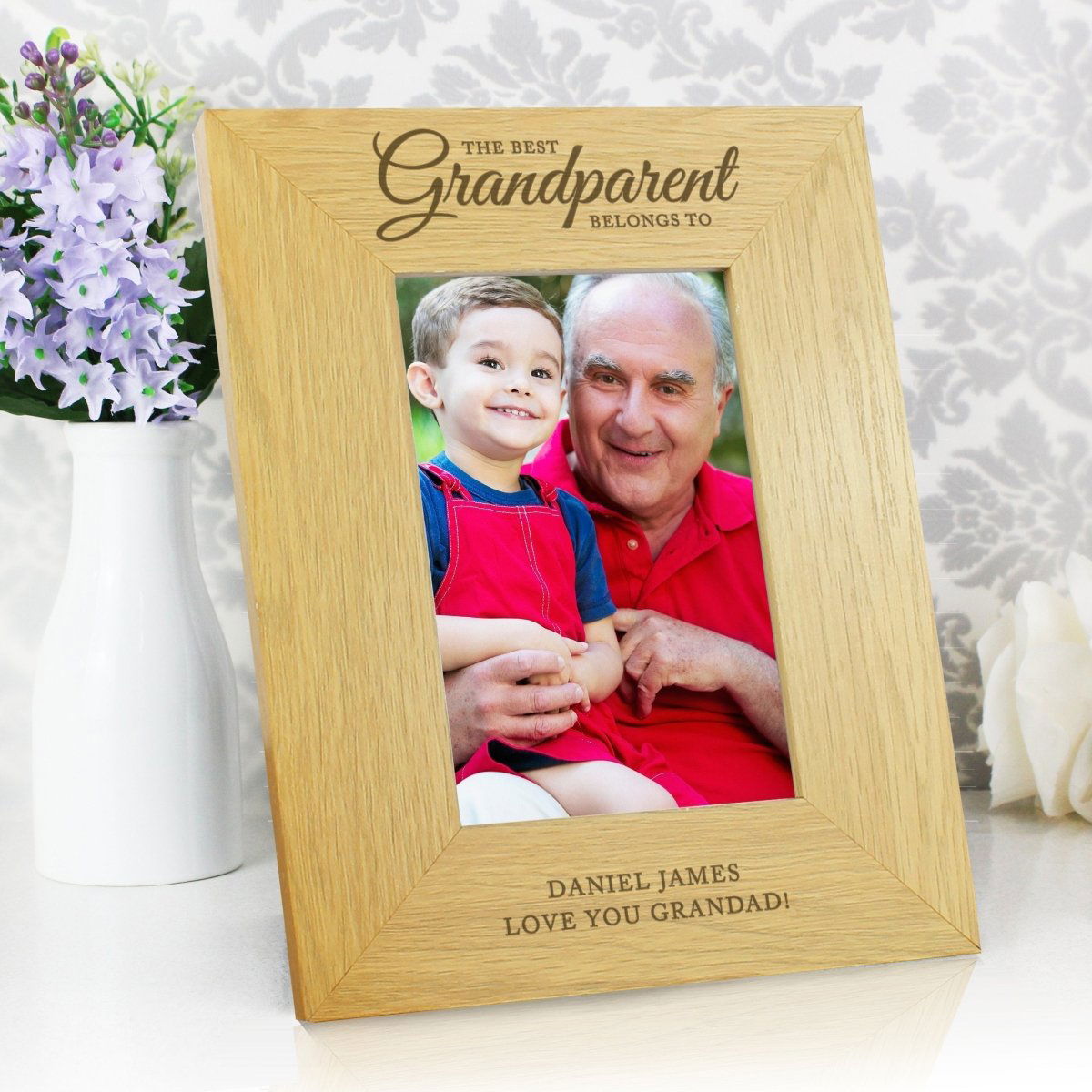 Personalised "The Best Grandparent" 4x6 Inch Oak Finish Photo Frame