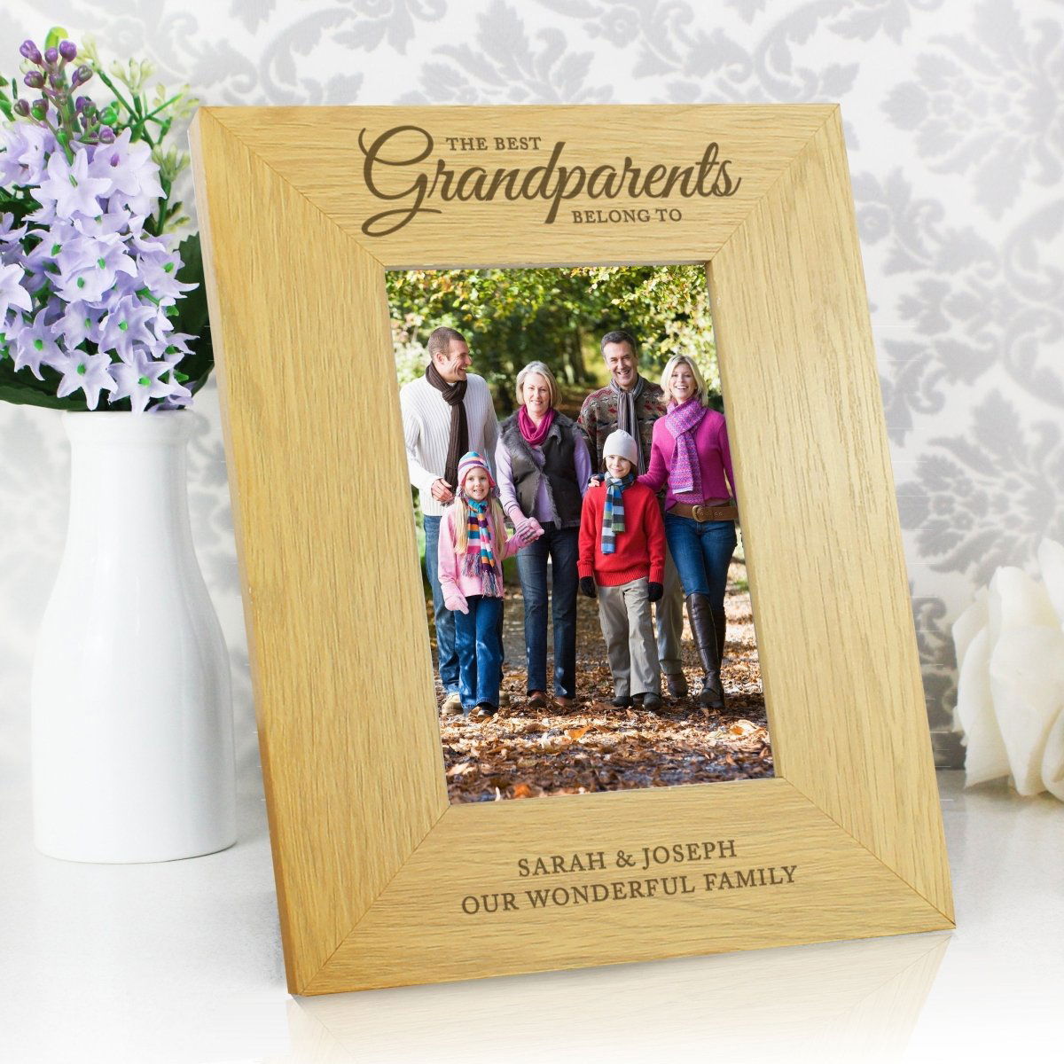 Personalised "The Best Grandparents"4x6 Inch Oak Finish Photo Frame