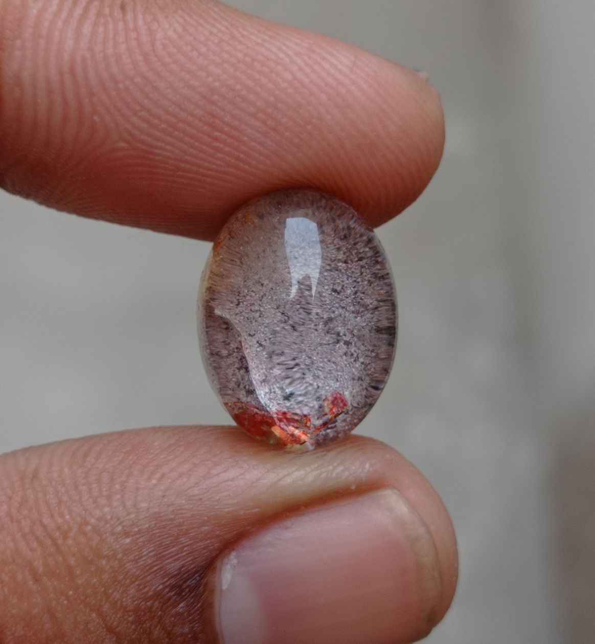 15.4ct Natural Phantom Quartz - Ghost Quartz - 16x13mm