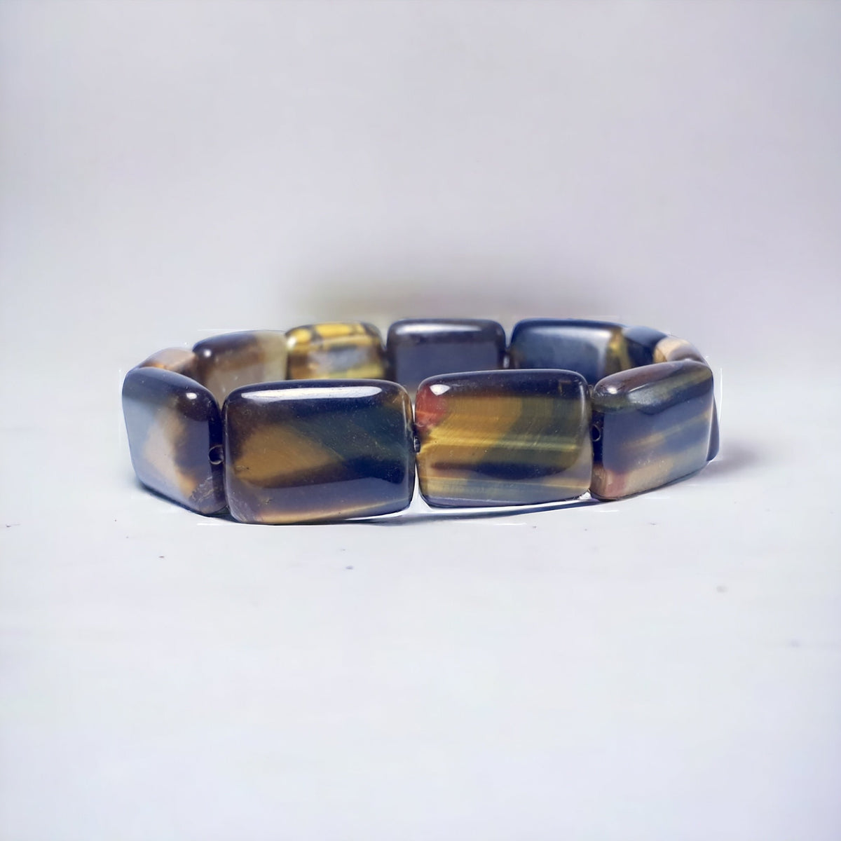 18x13mm Premium Natural Black Yellow Tiger Eye Strech Bracelet