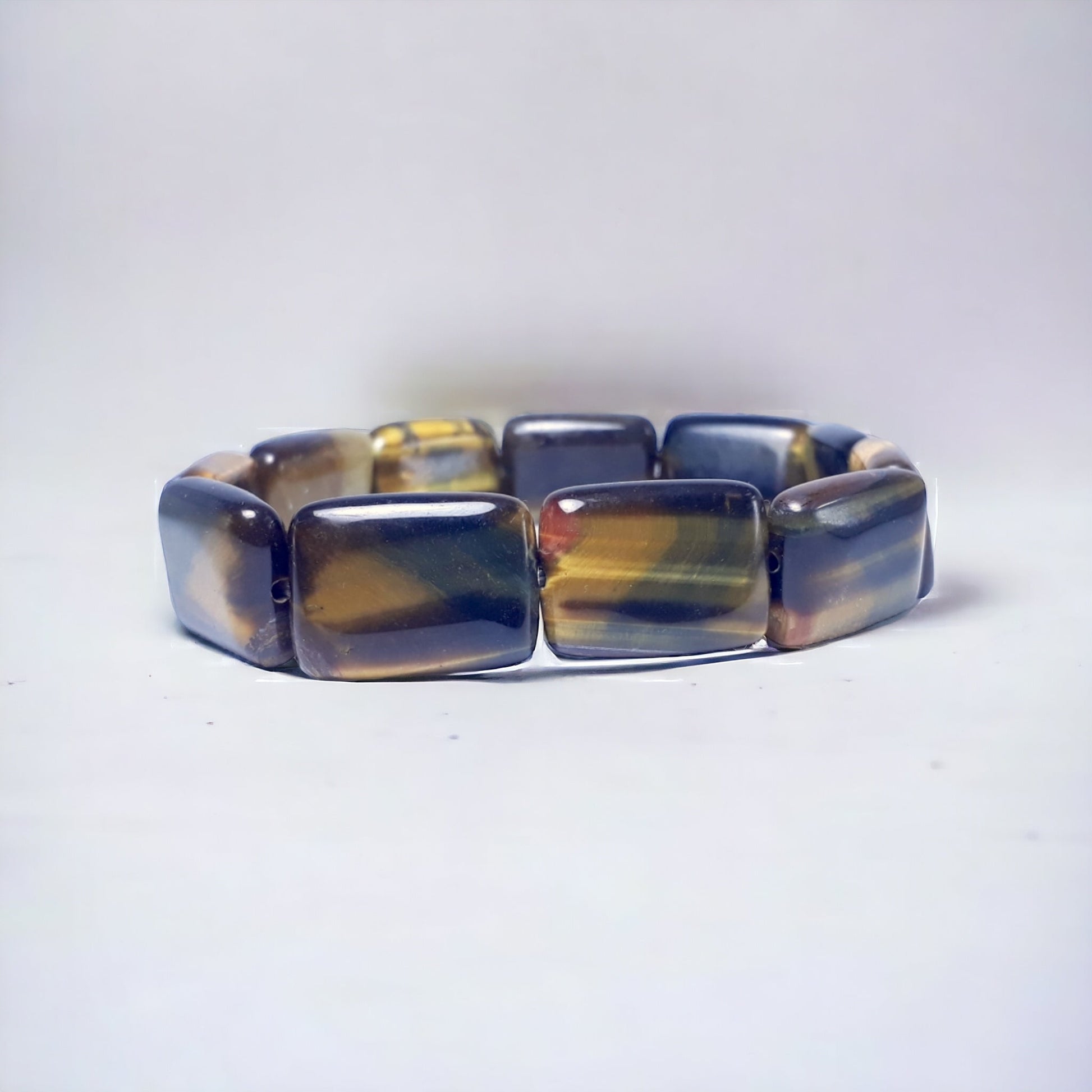 18x13mm Premium Natural Black Yellow Tiger Eye Strech Bracelet