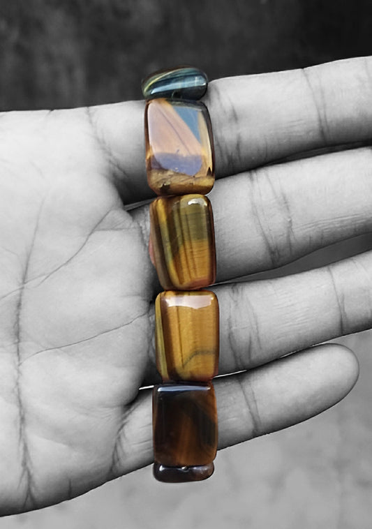 18x13mm Premium Natural Black Yellow Tiger Eye Strech Bracelet