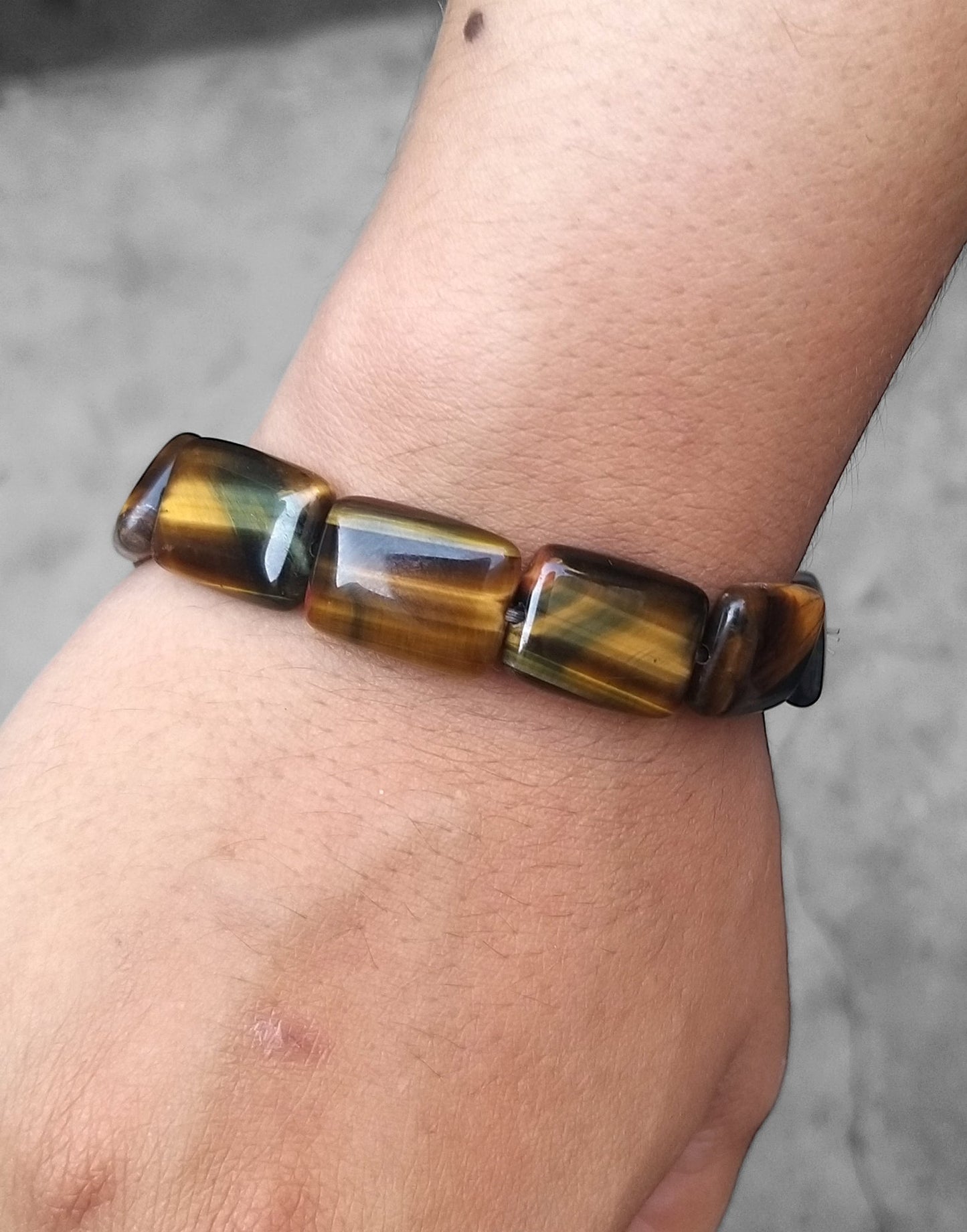 18x13mm Premium Natural Black Yellow Tiger Eye Strech Bracelet