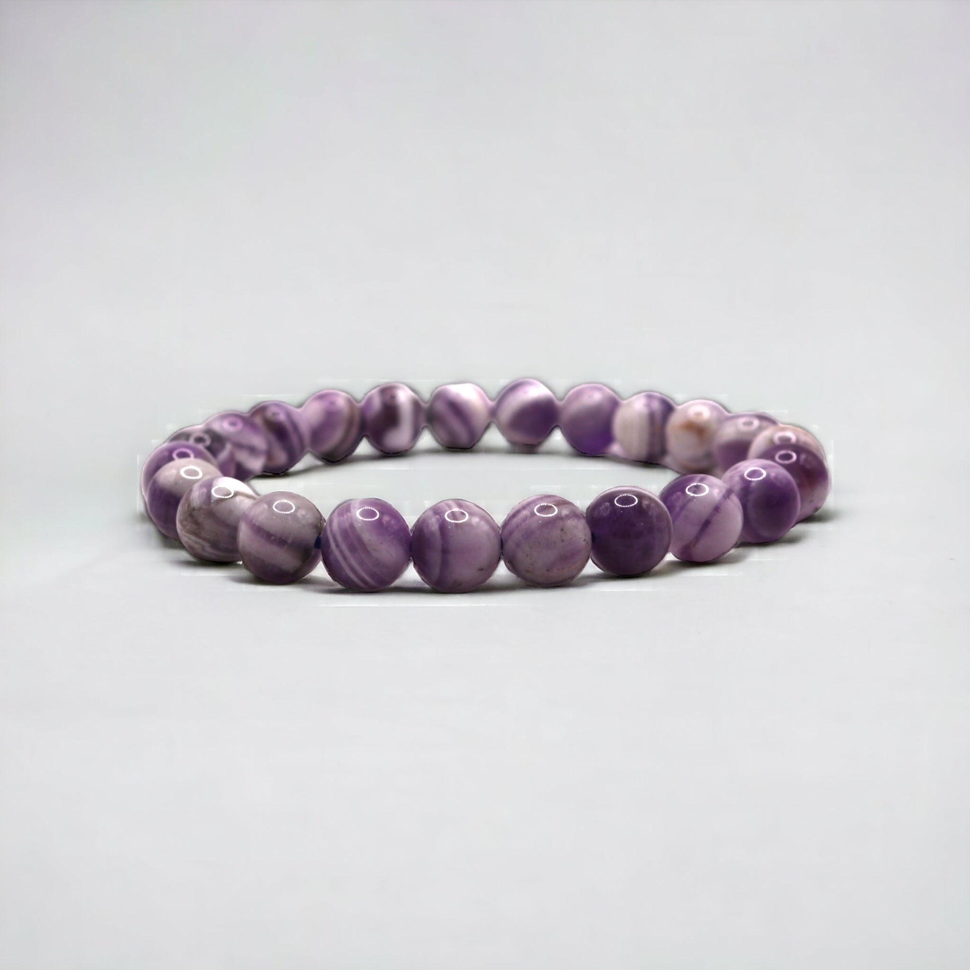 8mm High Quality Chevron Amethyst Strech Bracelet