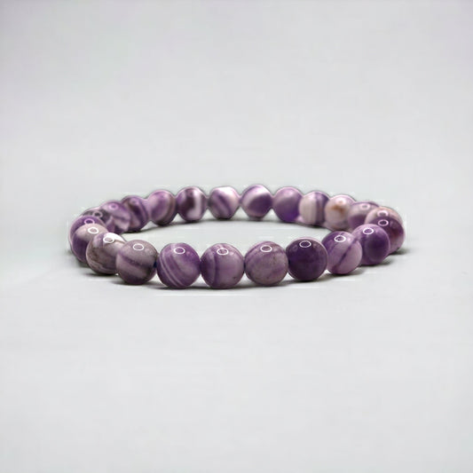 8mm High Quality Chevron Amethyst Strech Bracelet
