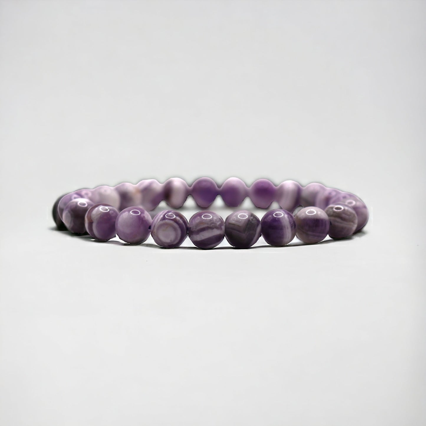 8mm High Quality Chevron Amethyst Strech Bracelet
