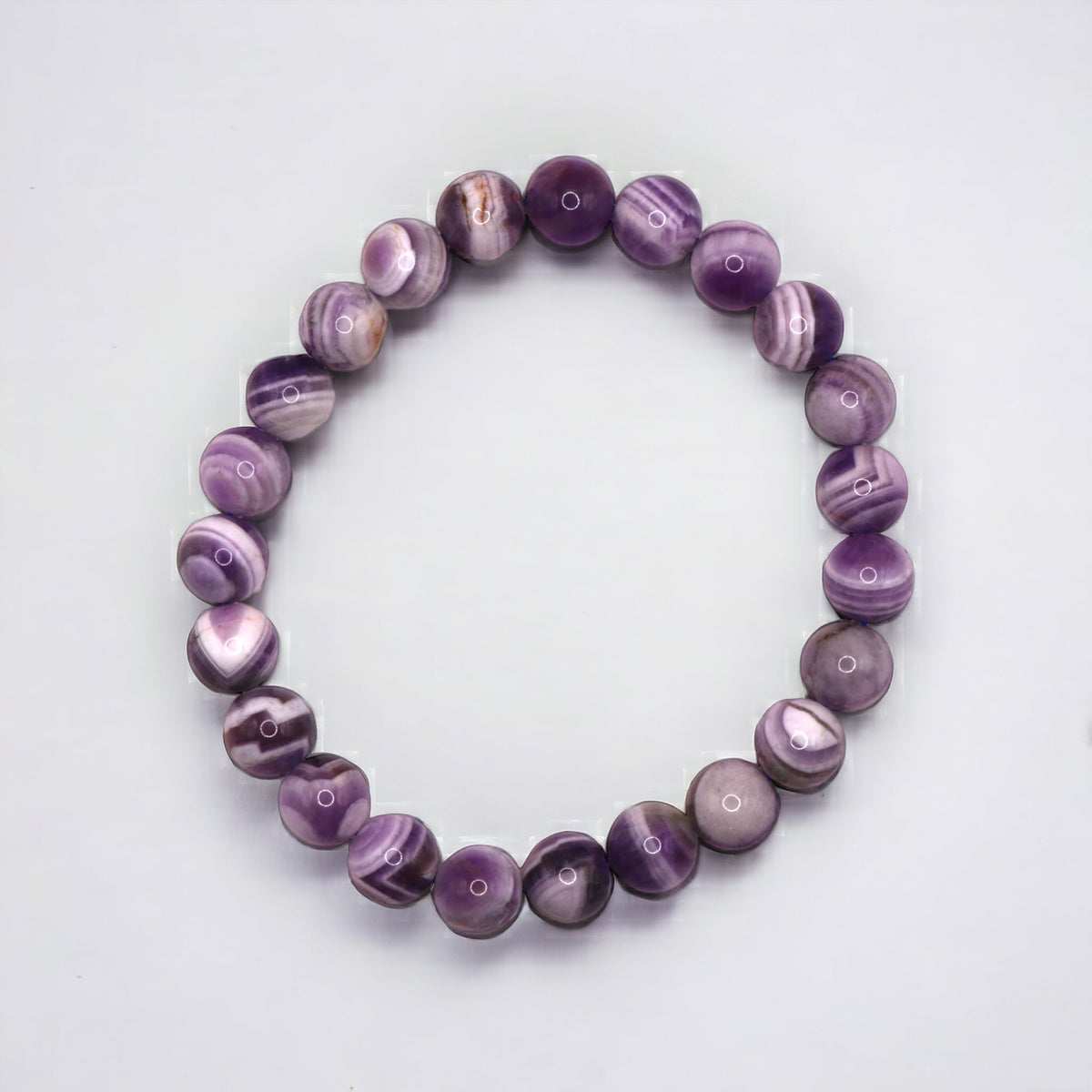 8mm High Quality Chevron Amethyst Strech Bracelet