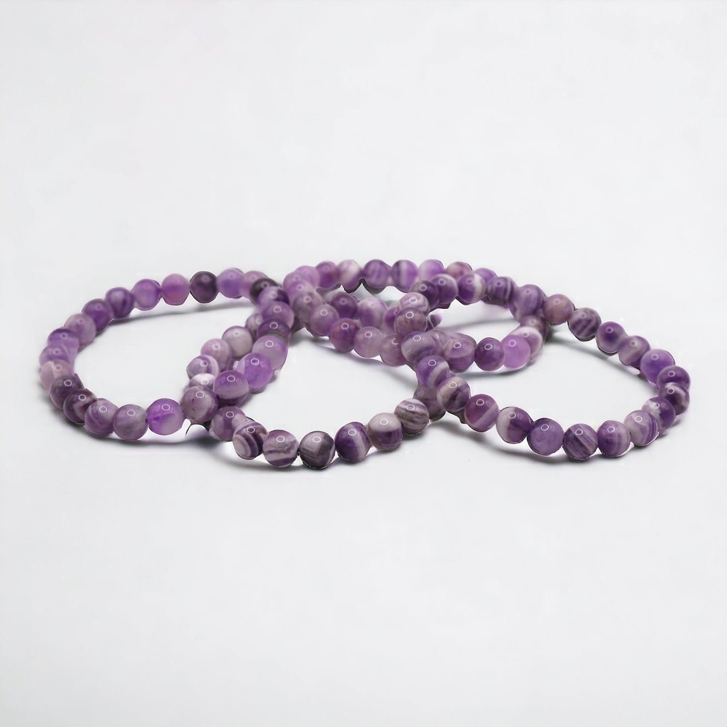 8mm High Quality Chevron Amethyst Strech Bracelet
