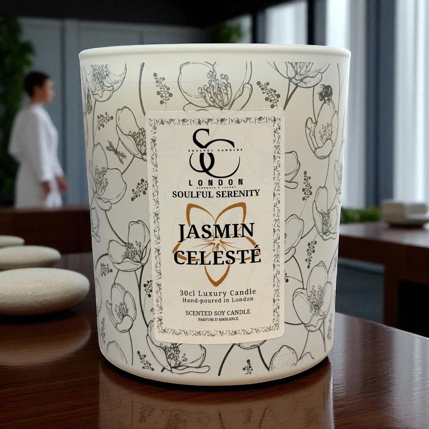 Jasmin Céleste – Luxury Jasmine & Amber Soy Candle (30cl)