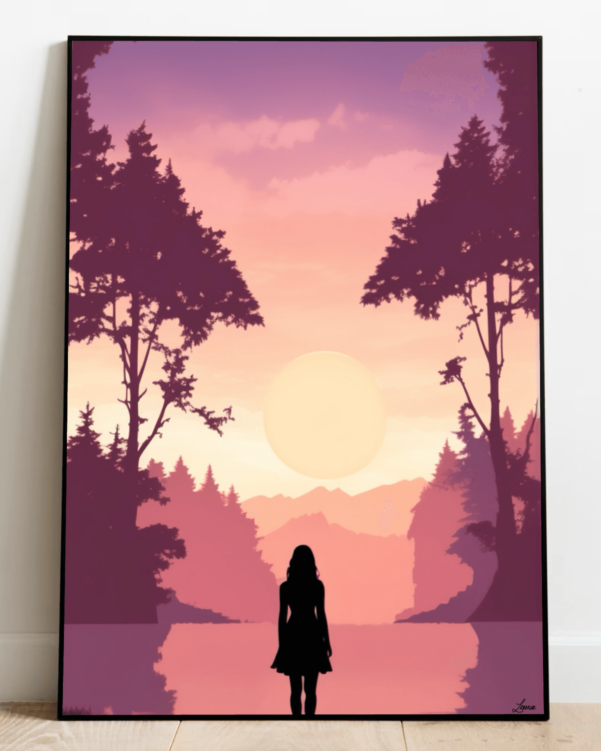 Pink Sunset Silhouette Print