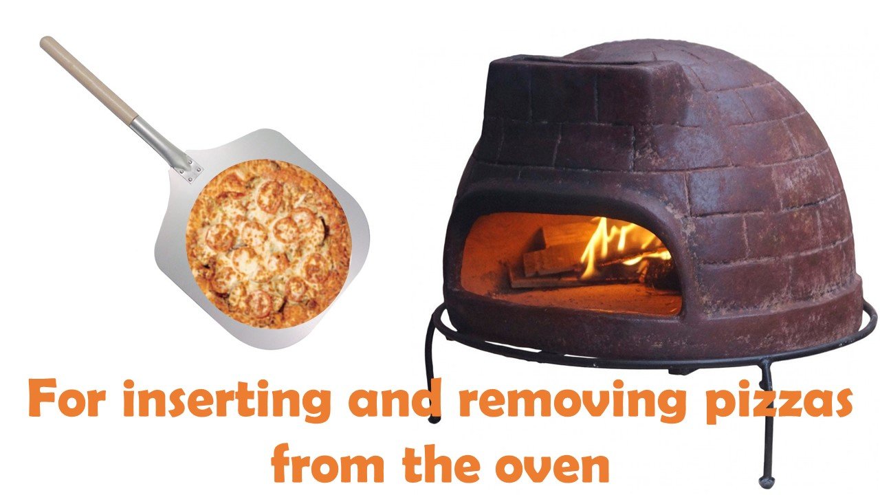 12" Aluminium Pizza Peel with Wooden Handle - Overall Length 25 Inches