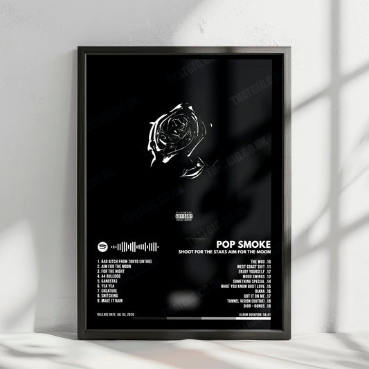 Pop Smoke "Shoot for the Stars, Aim for the Moon" Album Cover Poster - with Complete Tracklist