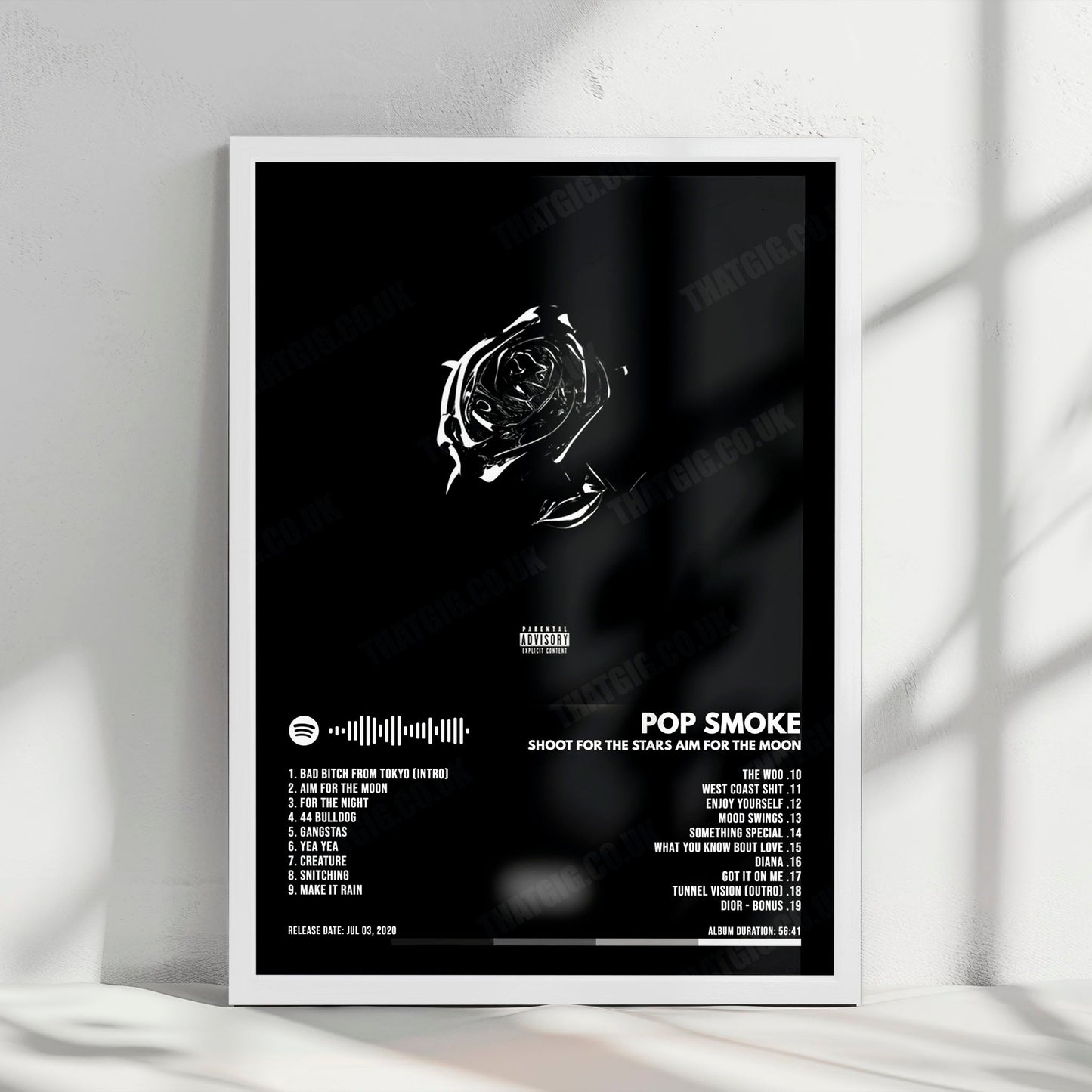 Pop Smoke "Shoot for the Stars, Aim for the Moon" Album Cover Poster - with Complete Tracklist