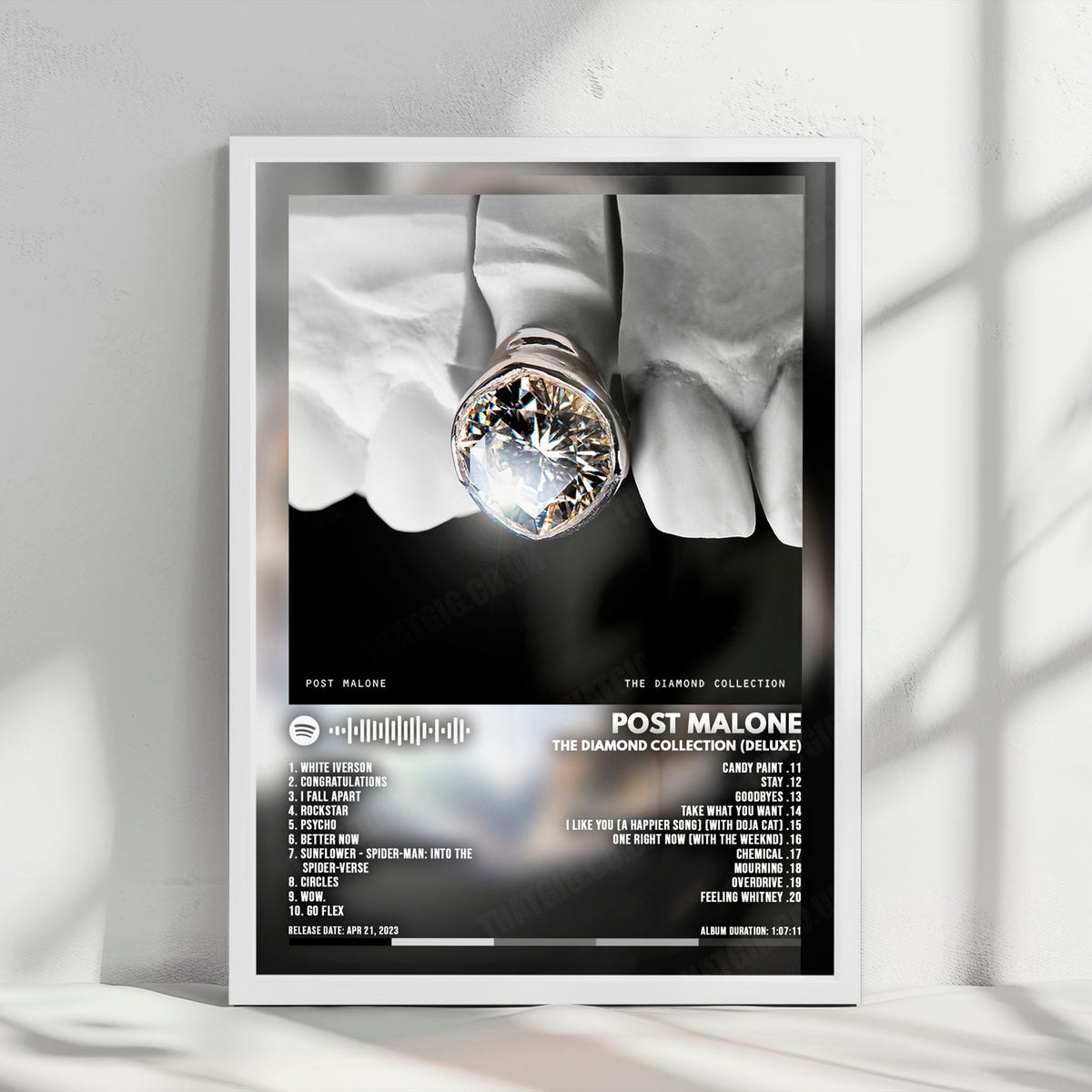 Post Malone "The Diamond Collection (Deluxe)" Album Cover Poster - with Complete Tracklist