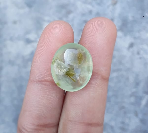 13.7ct Prehnite Cabochon - Prehnite also called Grape Jade, Green Moonstone - 18x16mm