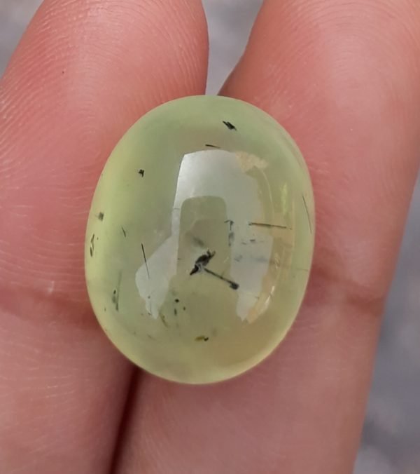 19.6ct Prehnite Cabochon - Rutile Prehnite - also called Grape Jade, Green Moonstone - 18x14mm