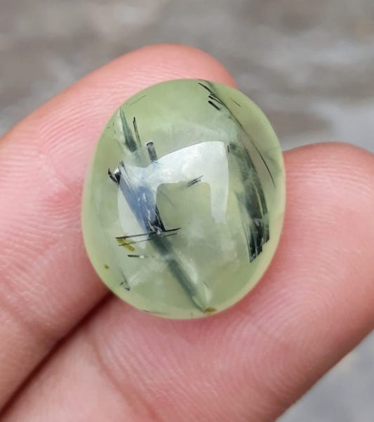 28.8ct Prehnite Cabochon - Rutile Prehnite - also called Grape Jade, Green Moonstone - 19x16mm
