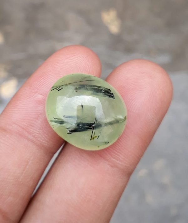 28.8ct Prehnite Cabochon - Rutile Prehnite - also called Grape Jade, Green Moonstone - 19x16mm