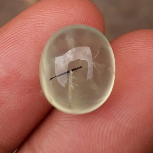 12.3ct Prehnite Cabochon - Rutile Prehnite - also called Grape Jade, Green Moonstone - 14x12mm