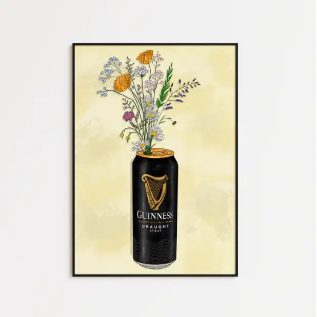 Guinness & Flowers - A5 Print
