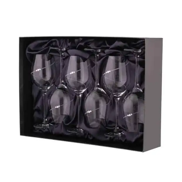 Diamante Wine Glasses with Swarovski Crystals - Gift Box of 6
