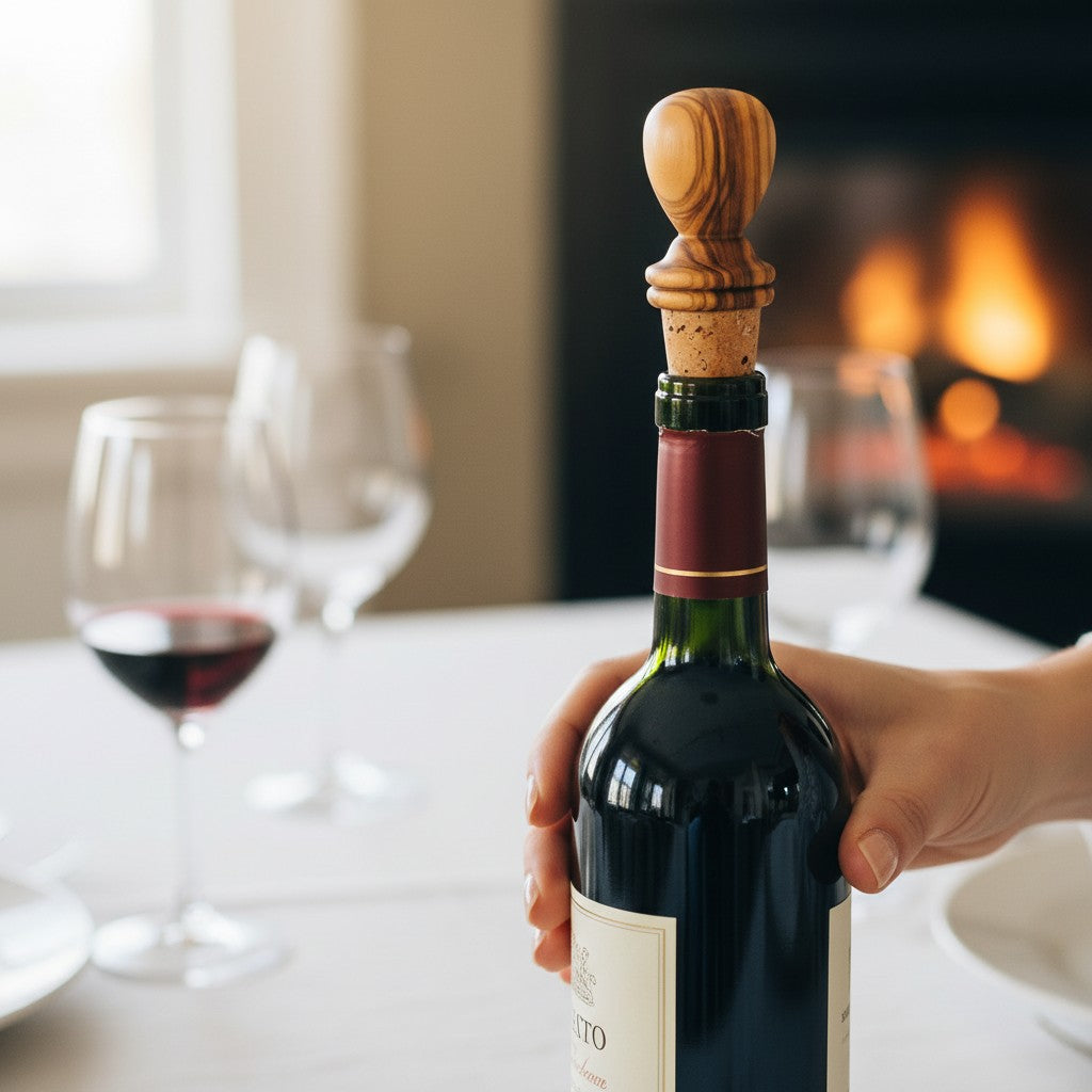 Olive Wood Wooden Bottle Stopper Handcrafted Wine Cork | Mushroom | Pear | Round | Apple
