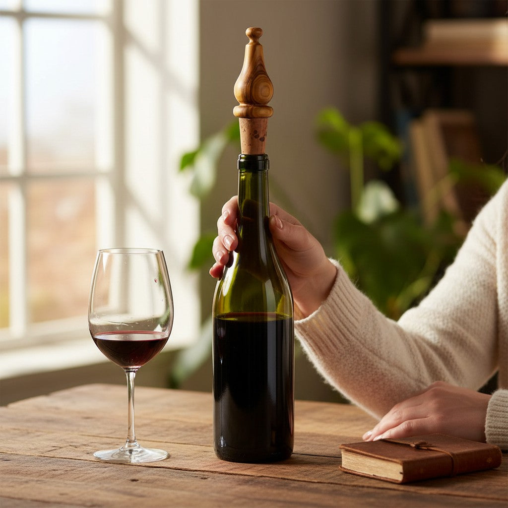 Olive Wood Wooden Bottle Stopper Handcrafted Wine Cork | Mushroom | Pear | Round | Apple