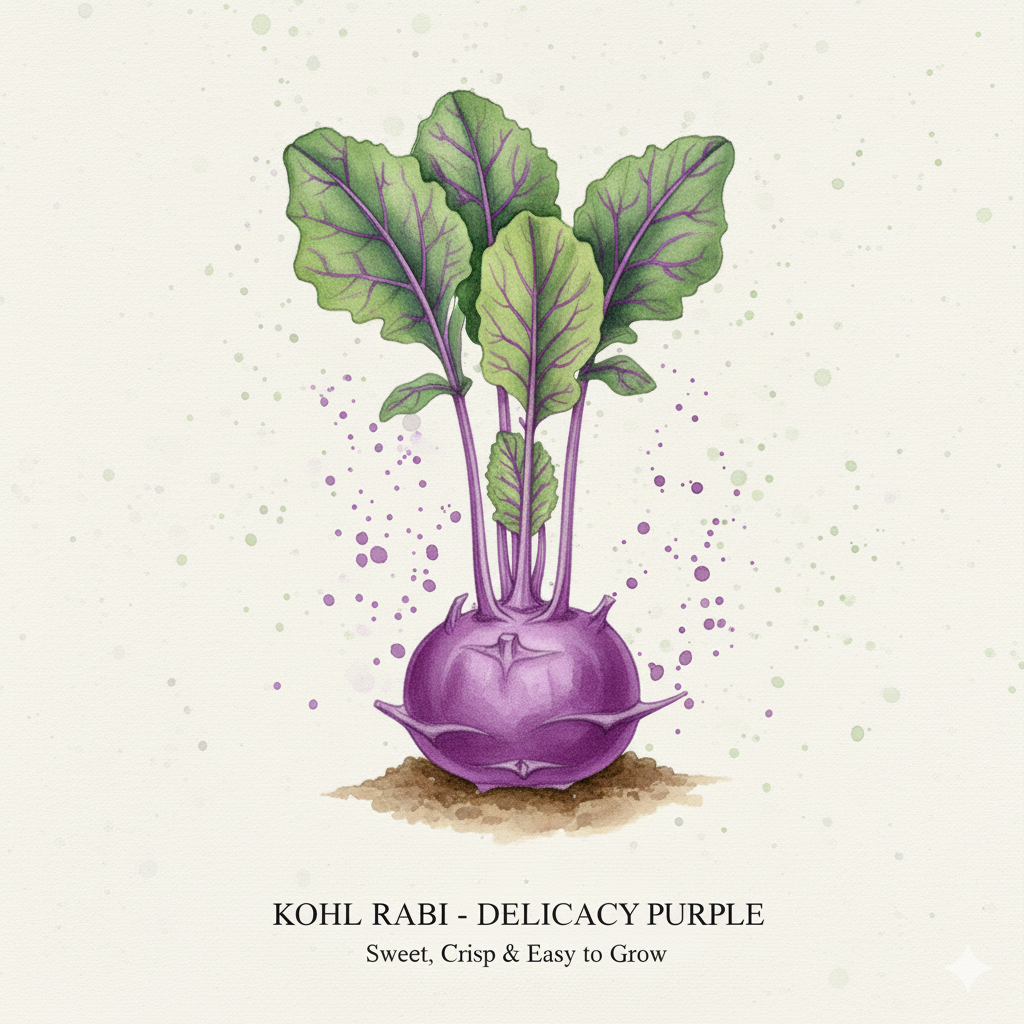 Kohl Rabi Seeds - Delicacy Series - Choose Green or Purple (500 Seeds)