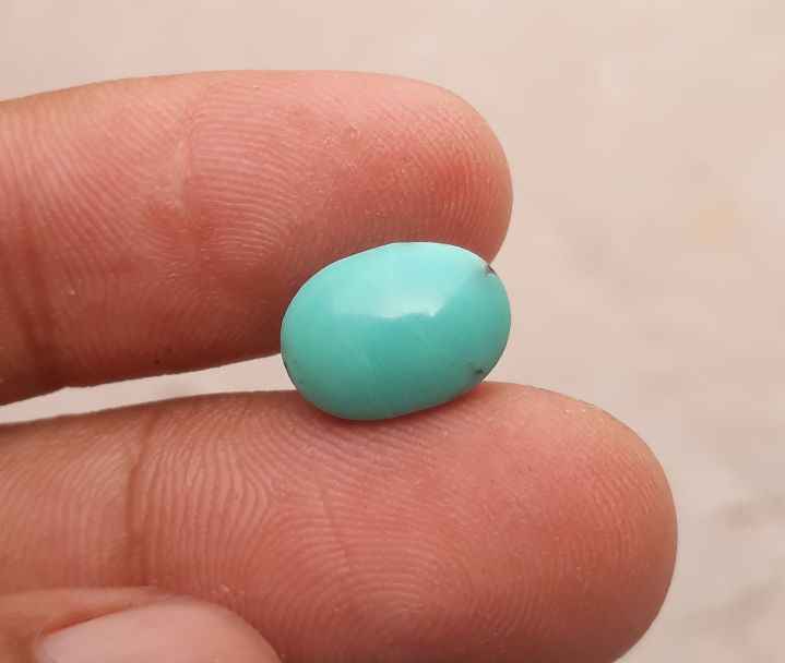 Natural Light Green Turquoise - Persian Qalmi Feroza - Green Feroza - 4.9ct- 13x9mm