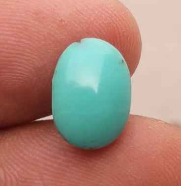 Natural Light Green Turquoise - Persian Qalmi Feroza - Green Feroza - 4.9ct- 13x9mm