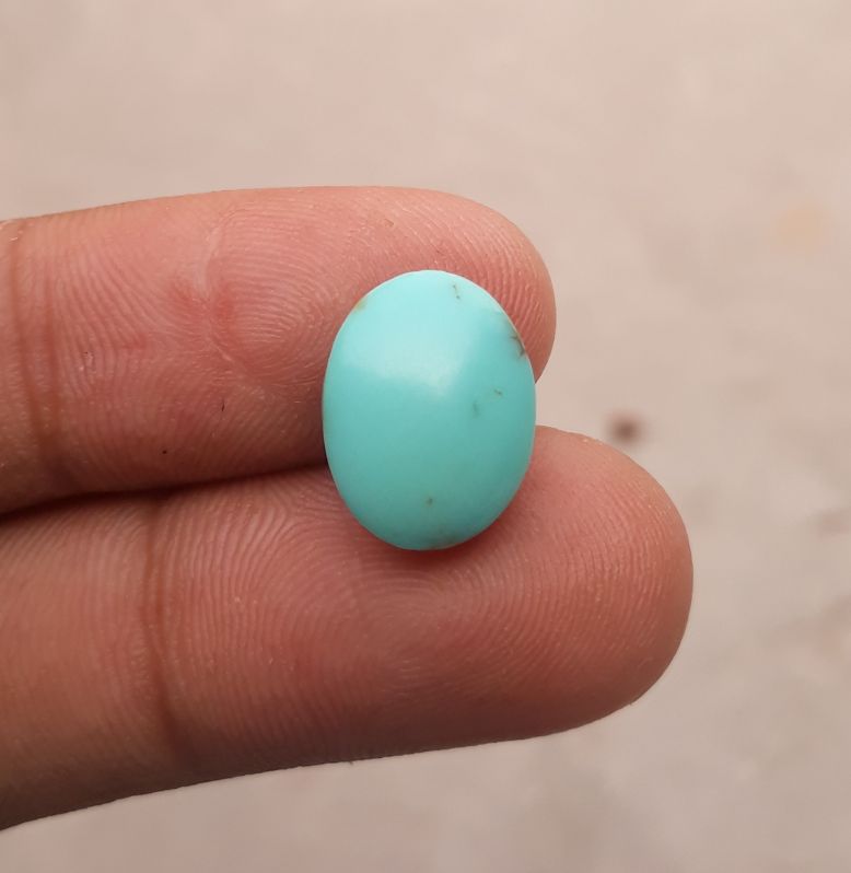 Natural Light Green Turquoise - Persian Qalmi Feroza - Green Feroza - 7ct- 14x11mm