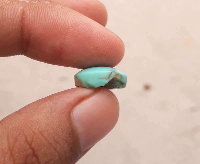 Natural Light Green Turquoise - Persian Qalmi Feroza - Green Feroza - 7ct- 14x11mm