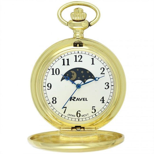 Ravel Ravel Polished Sun-Moon Gold Pocket Watch  R1001.15