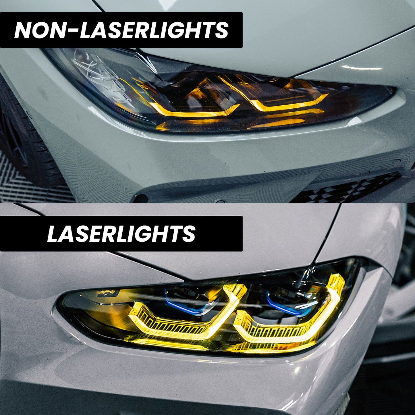 R44 BMW CSL Yellow Daytime Running Lights LED Module Set For BMW G80/G81 M3 & G82/G83 M4 (2021-2024)