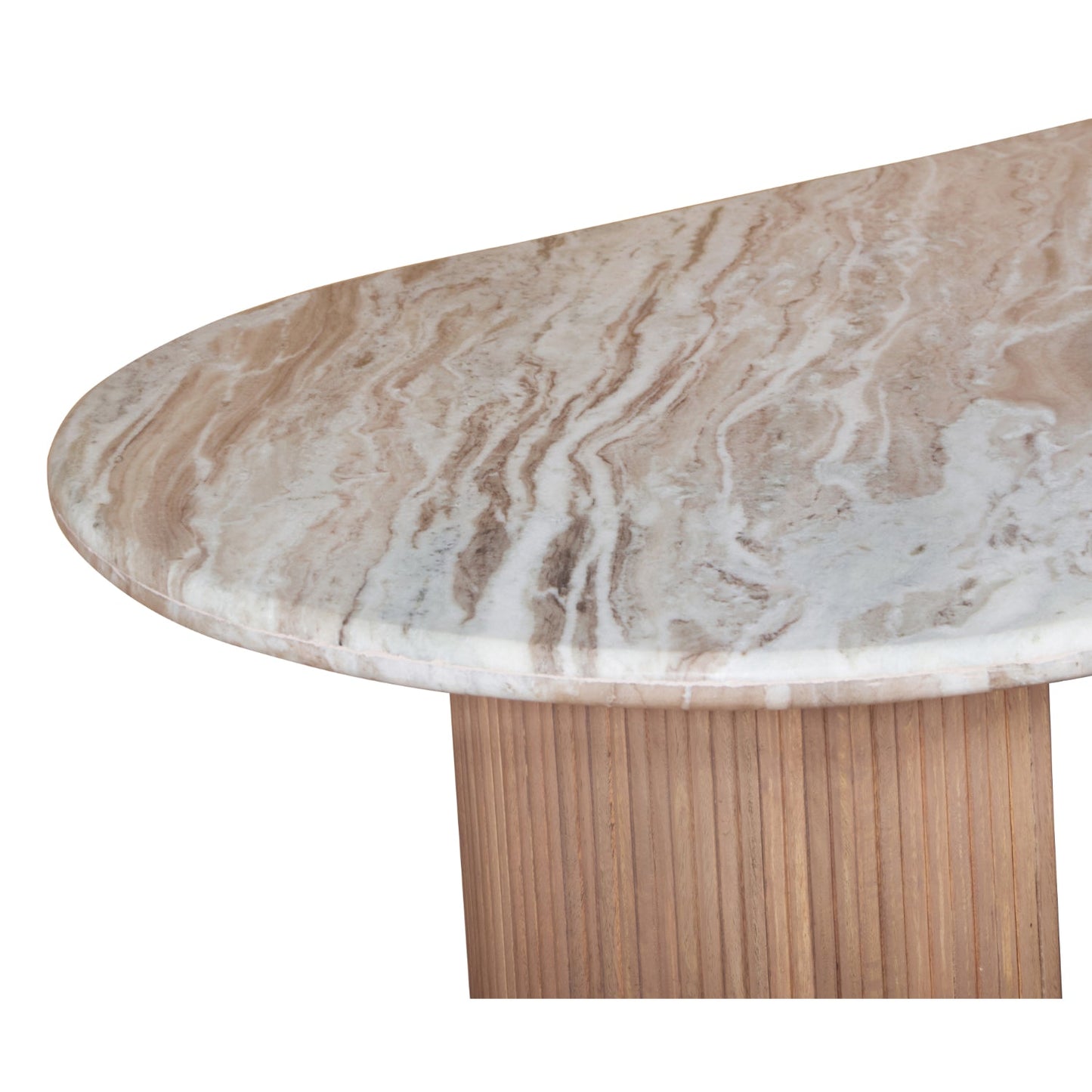 Bundi Natural Marble & Wood Pedestal 6-8 Seater Dining Table