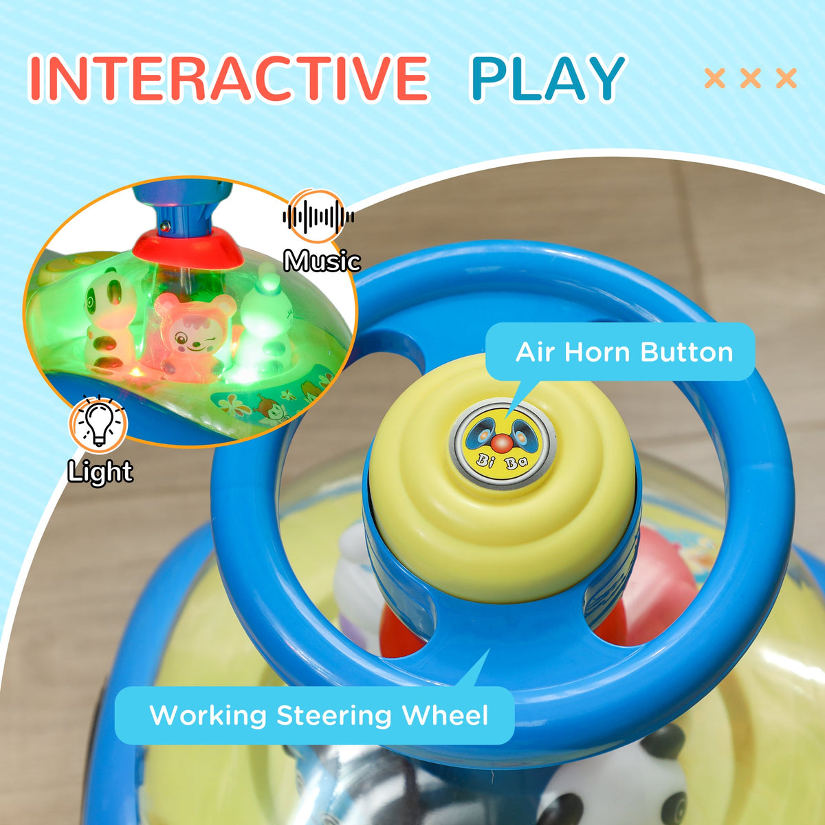 AIYAPLAY Ride on Toy, Foot to Floor Design with Music, Light, Horn