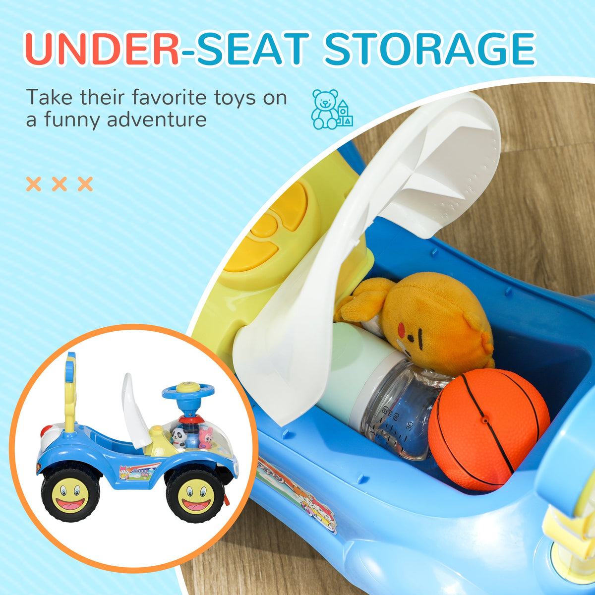 AIYAPLAY Ride on Toy, Foot to Floor Design with Music, Light, Horn