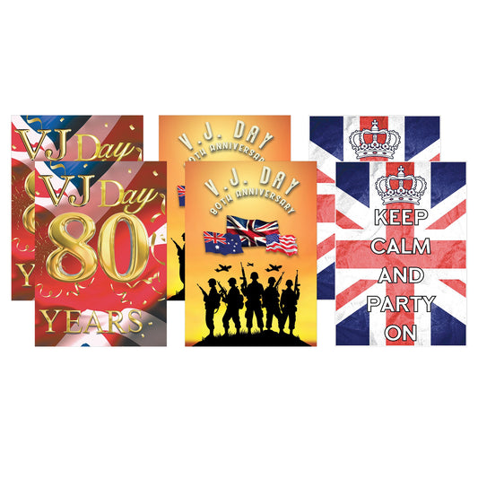 RD083 VJ Day 80 Year Celebration Posters – Mixed 6 Pack Posters Height 44cm