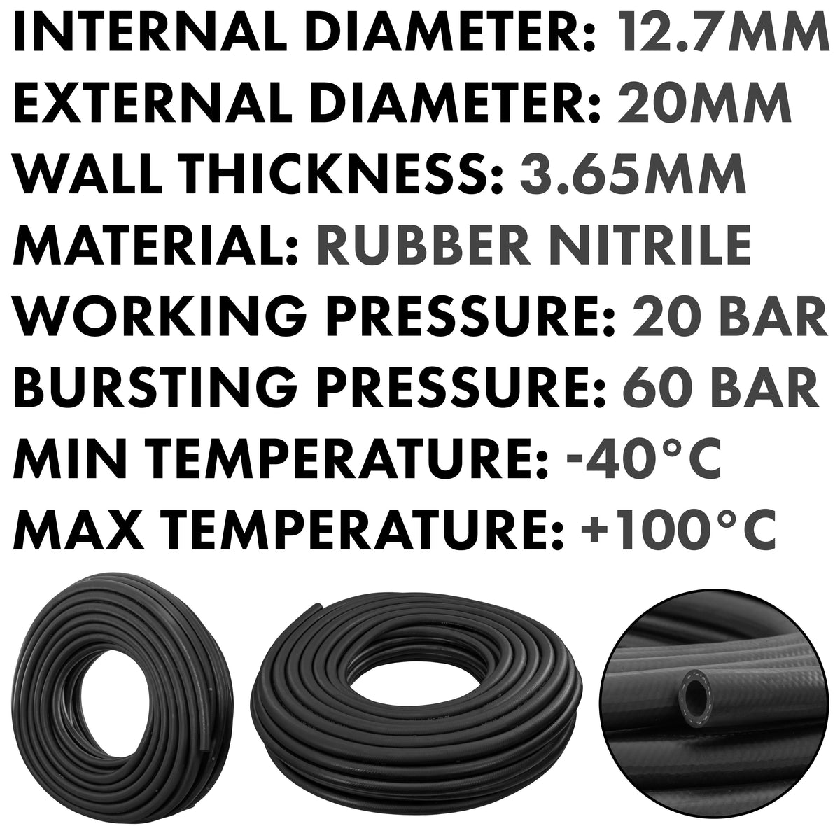 Rubber 12.7mm Braided Fuel, Oil Hose SAE J30 R6 for Pipe and Water Fitting