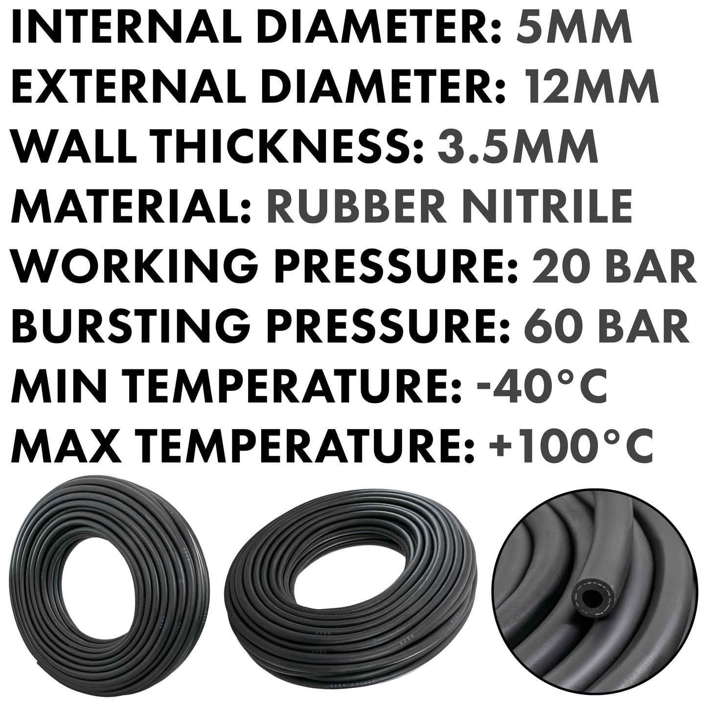 Rubber 5mm Braided Fuel, Oil Hose SAE J30 R6 for Pipe and Water Fitting