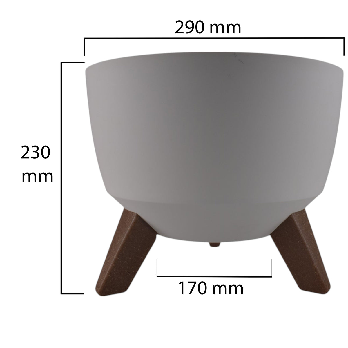 Roma Bowl Pot with Legs, Insert and Hole with Plug 290mm White