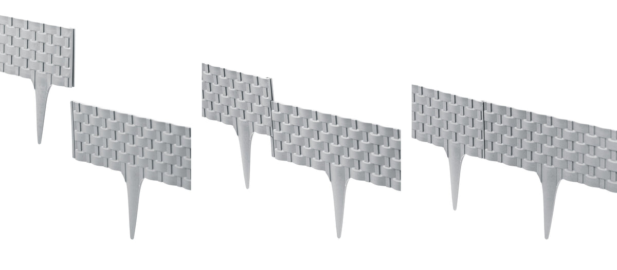 Lawn Edging, Plastic Palisade Rattan Effect, 2.4m, Gray