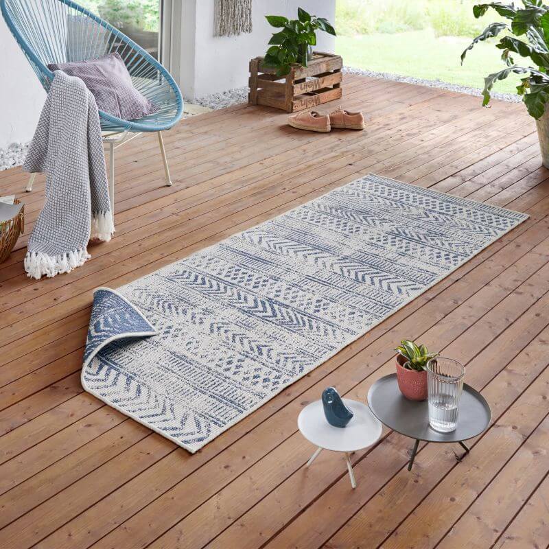 Reversible Geometric Indoor-Outdoor Flatweave Rug