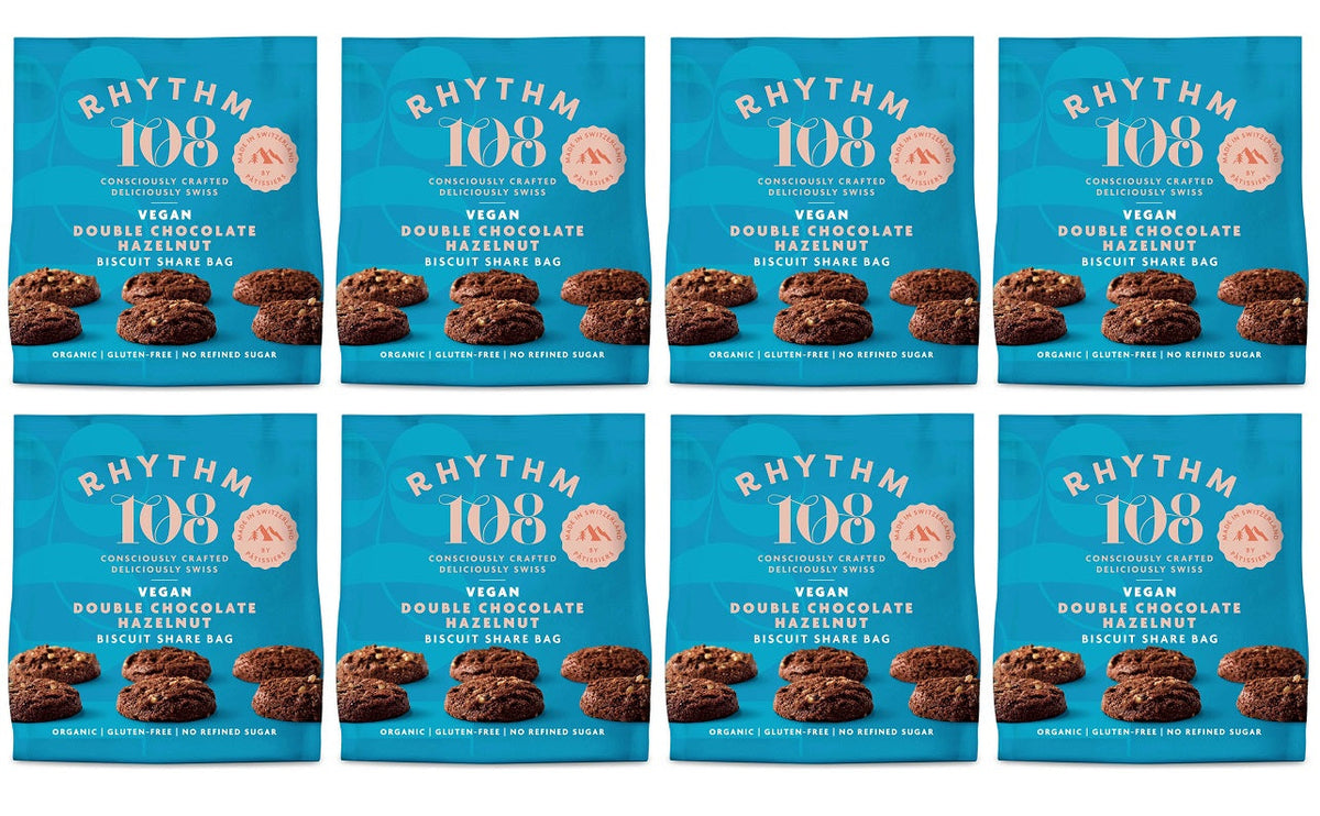 8 x Rhythm 108 Double Choc Hazelnut Share Bag - 135g