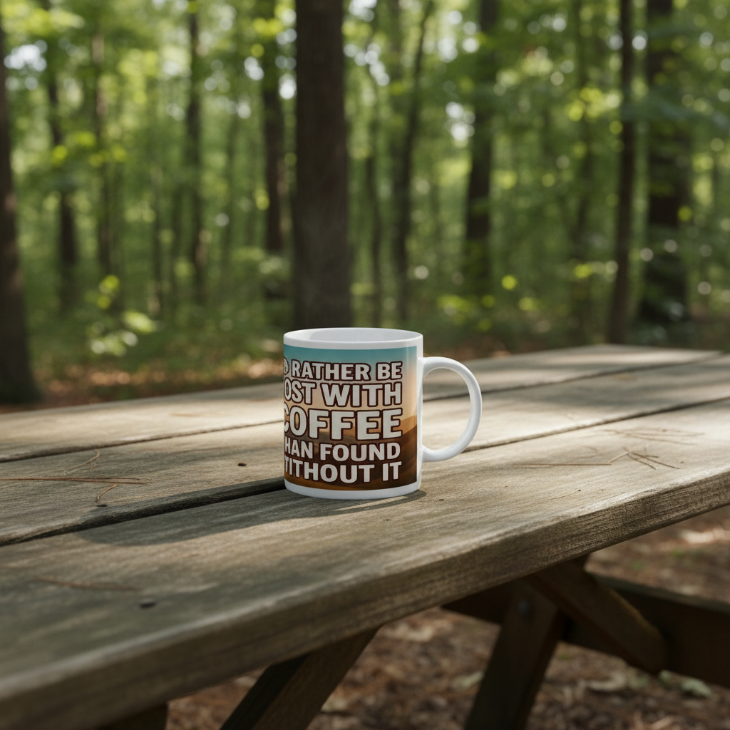 I’d Rather Be Lost With Coffee – 11oz Ceramic Hiking Mug