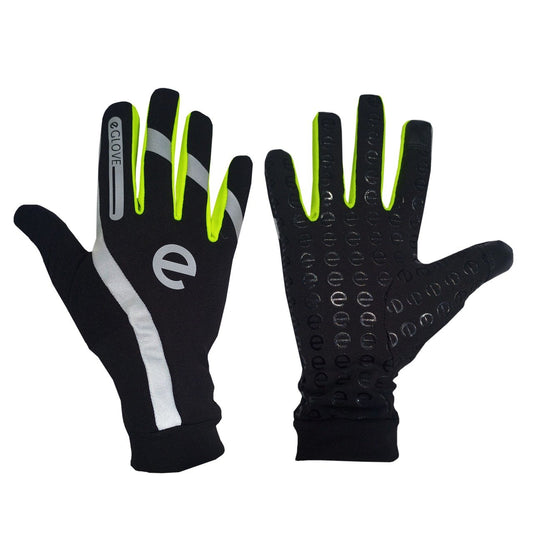 eGLOVE Hi-Vis Run Gloves – Black & Fluoro Yellow | Reflective Touchscreen Running Gloves