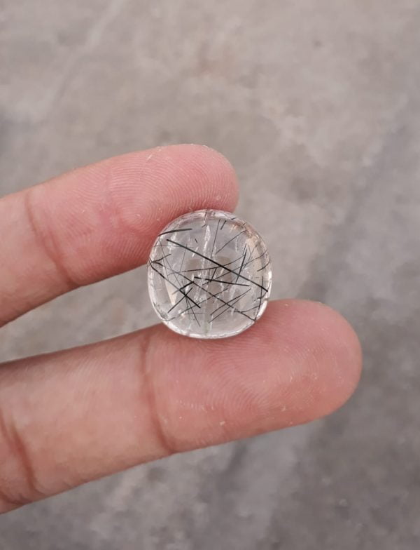 19.80ct Black Tourmalated Quartz -Cabochon Black Rutile Quartz - Rutilated Quartz