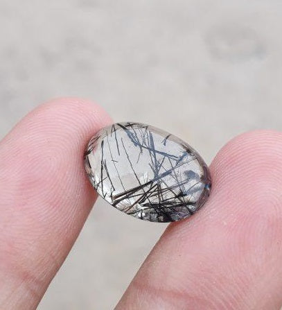 8.75 Black Tourmalated Quartz -Cabochon Black Rutile Quartz - Rutilated Quartz