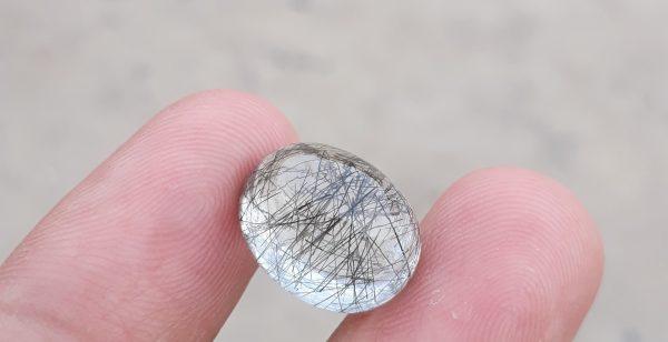 12.10ct Black Tourmalated Quartz -Cabochon Black Rutile Quartz - Rutilated Quartz