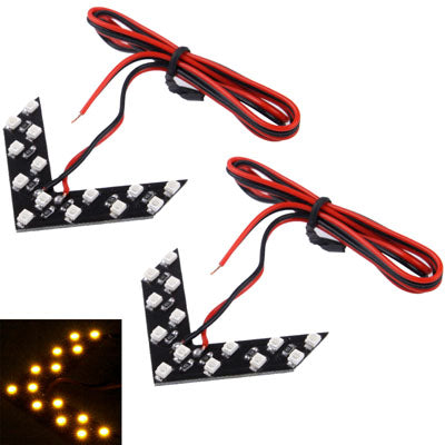 14 LED 3528 SMD Arrows Light for Car Side Mirror Turn Signal, Pairs, 2 PCS, Universal Pink Light, Universal Blue, Universal Yellow, Universal Red